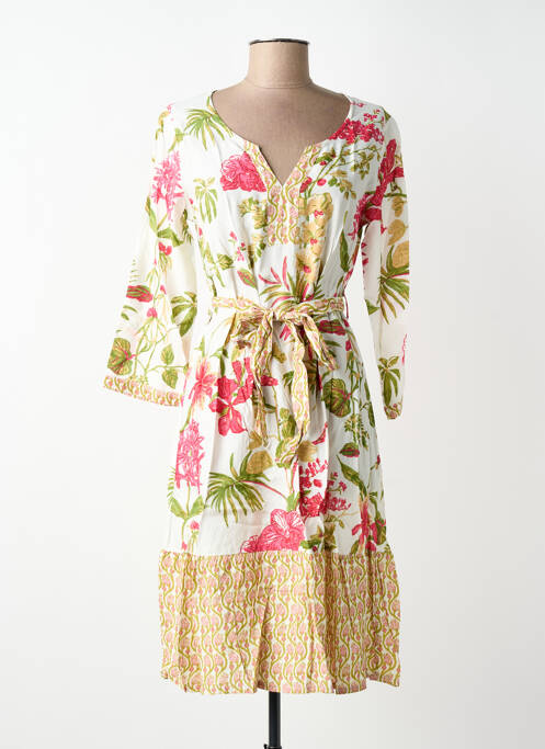 Rochie midi imprimeu floral mâneci lungi bej AGATHE & LOUISE femme