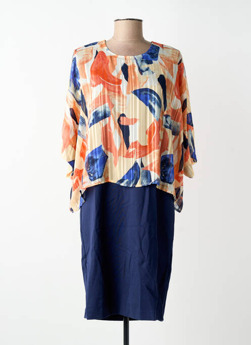 Rochie midi imprimeu fantezie mâneci scurte albastru BRANDTEX femme