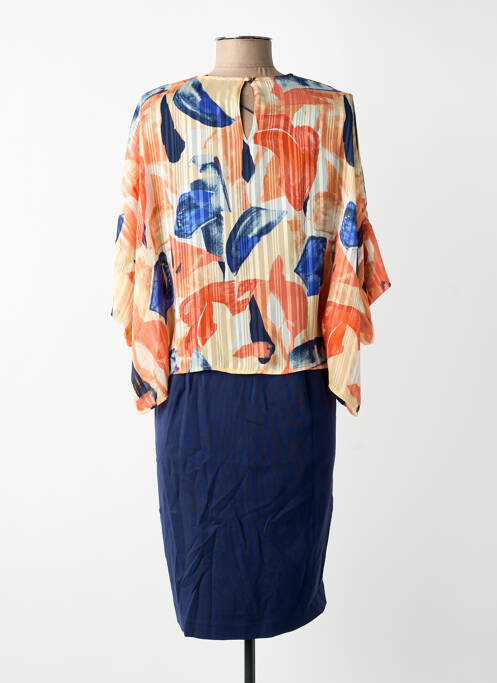 Rochie midi imprimeu fantezie mâneci scurte albastru BRANDTEX femme