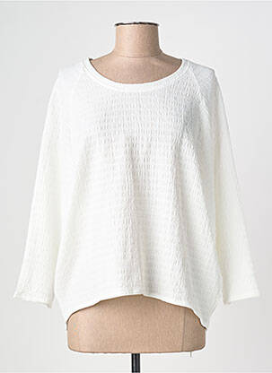 Tricou croială dreaptă mâneci lungi alb POISSONS BLANCS femme