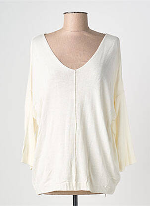 Pulover guler în v mâneci lungi alb ÉTYMOLOGIE femme