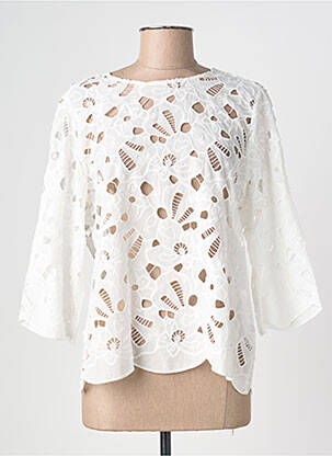 Top guler rotund mâneci 3/4 alb COPENHAGEN femme