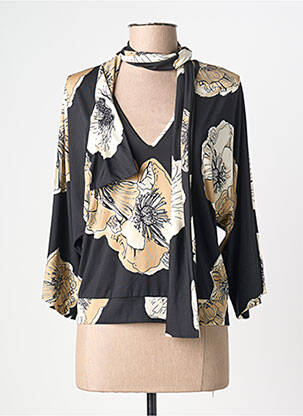 Top elasticitate mâneci lungi negru K-DESIGN femme