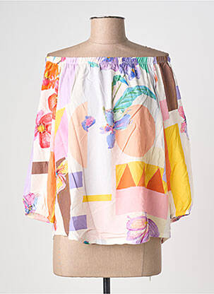 Top imprimeu fantezie mâneci lungi alb MALOKA femme