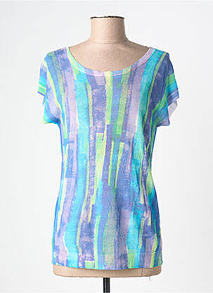 Tricou imprimeu fantezie mâneci scurte albastru ANNA & GABRI femme