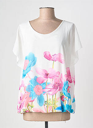 Tricou imprimeu fantezie mâneci scurte alb COULEURS DU TEMPS femme