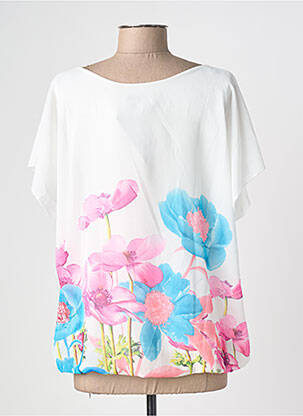 Tricou imprimeu fantezie mâneci scurte alb COULEURS DU TEMPS femeie