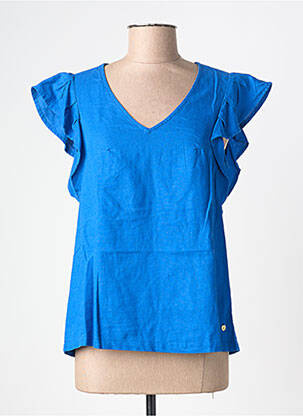 Top mâneci scurte mâneci scurte albastru ÉTYMOLOGIE femme