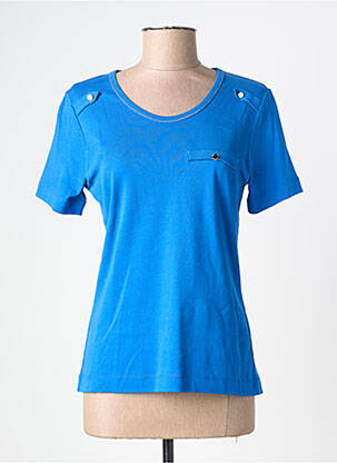 Tricou croială cambrată mâneci scurte albastru KALISSON femeie