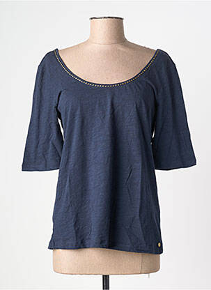 Tricou croială cambrată mâneci scurte albastru ÉTYMOLOGIE femme