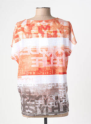 Tricou imprimeu fantezie mâneci scurte portocalie JOY OF LIFE femeie
