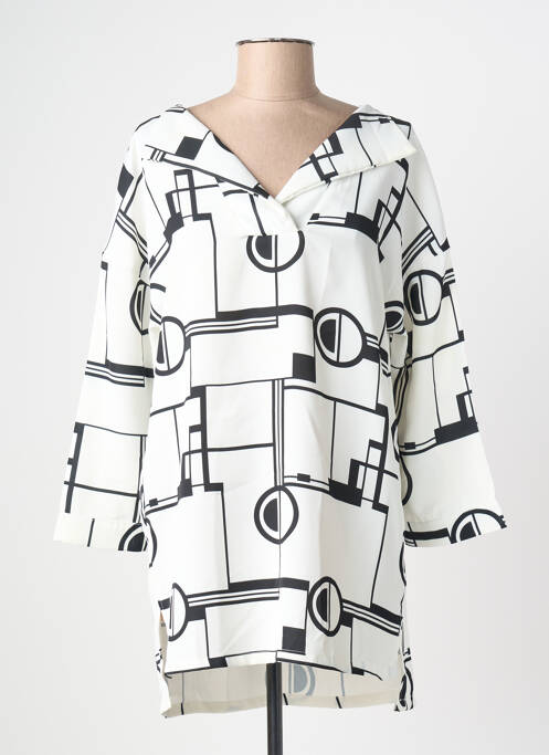 Tunică mâneci lungi imprimeu fantezie alb POISSONS BLANCS femme