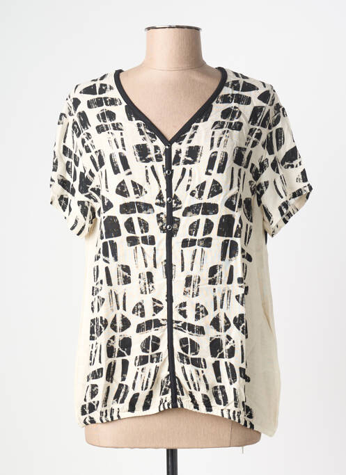 Tricou imprimeu fantezie mâneci scurte bej KALISSON femme