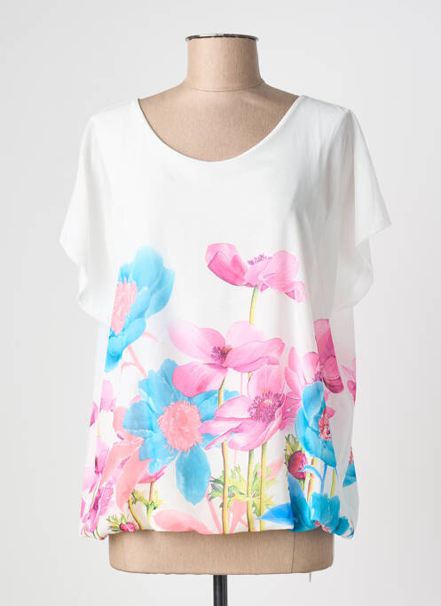 Tricou imprimeu fantezie mâneci scurte alb COULEURS DU TEMPS femme