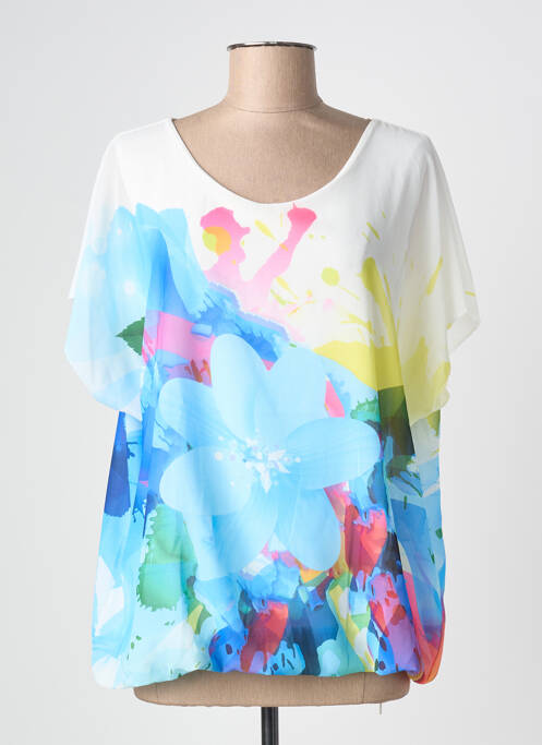 Tricou imprimeu fantezie mâneci scurte alb COULEURS DU TEMPS femme