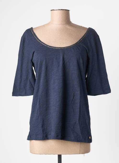 Tricou croială cambrată mâneci scurte albastru ÉTYMOLOGIE femme