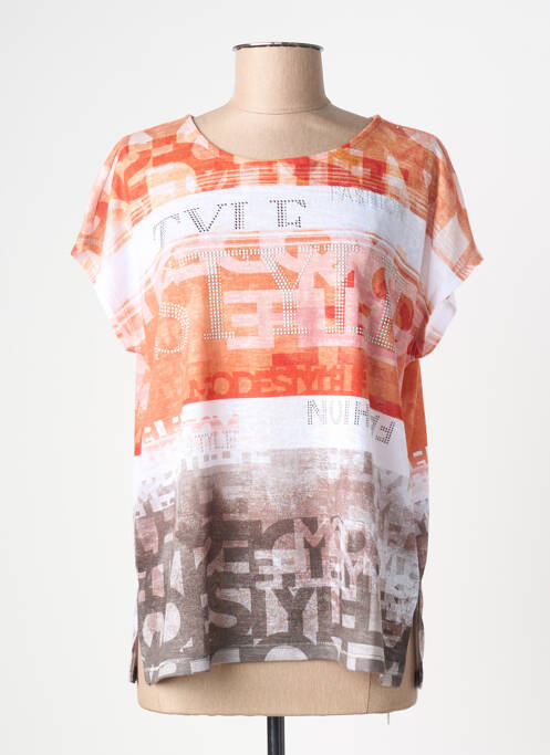 Tricou imprimeu fantezie mâneci scurte portocaliu JOY OF LIFE femme