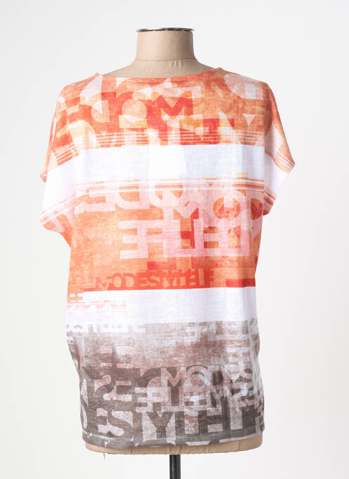 Tricou imprimeu fantezie mâneci scurte portocaliu JOY OF LIFE femme