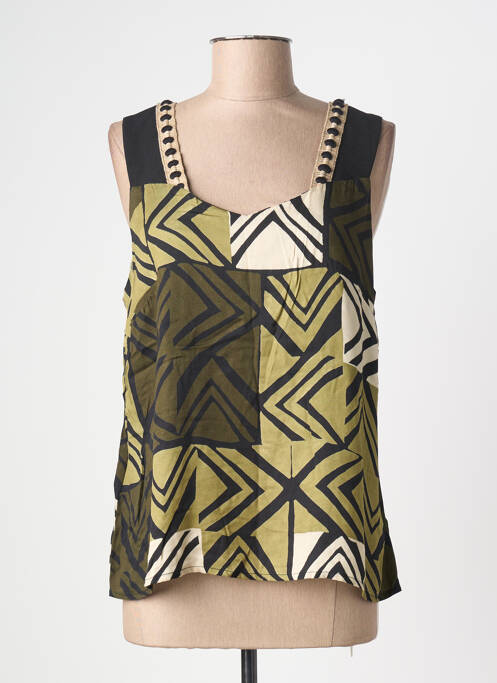 Top imprimeu fantezie fără mâneci verde PAZ TORRAS femme