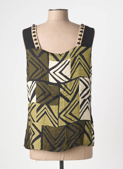 Top imprimeu fantezie fără mâneci verde PAZ TORRAS femme