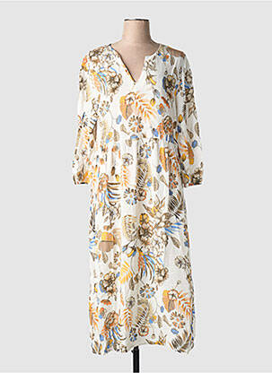 Rochie midi imprimeu floral mâneci 3/4 bej JOY OF LIFE femeie
