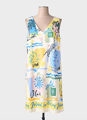 Rochie midi imprimeu fantezie fără mâneci galben OUI femme