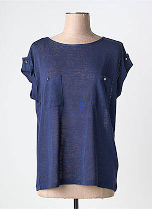 Tricou croială dreaptă mâneci scurte albastru MARBLE femeie