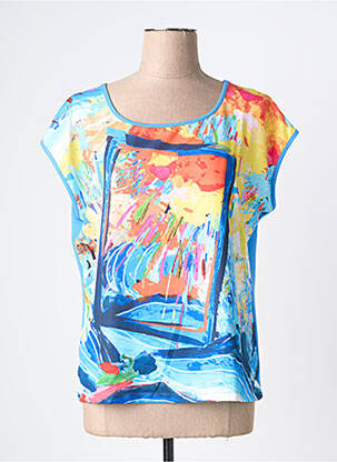 Tricou imprimeu fantezie mâneci scurte albastru MALOKA femme