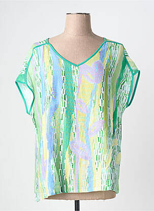Tricou croială dreaptă mâneci scurte verde KALISSON femeie