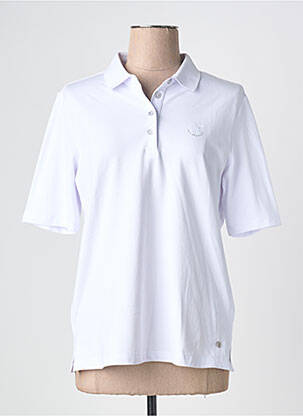 Polo serigrafie cu strasuri mâneci scurte alb JOY OF LIFE femme