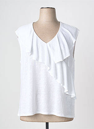 Top țesătură jersey fără mâneci alb MARBLE femme