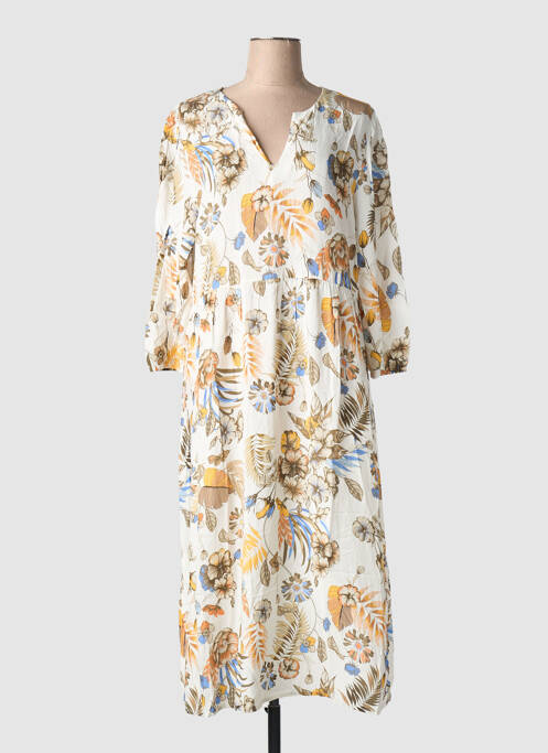 Rochie midi mâneci 3/4 mâneci 3/4 bej JOY OF LIFE femme