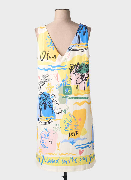 Rochie midi imprimeu fantezie fără mâneci galben OUI femme