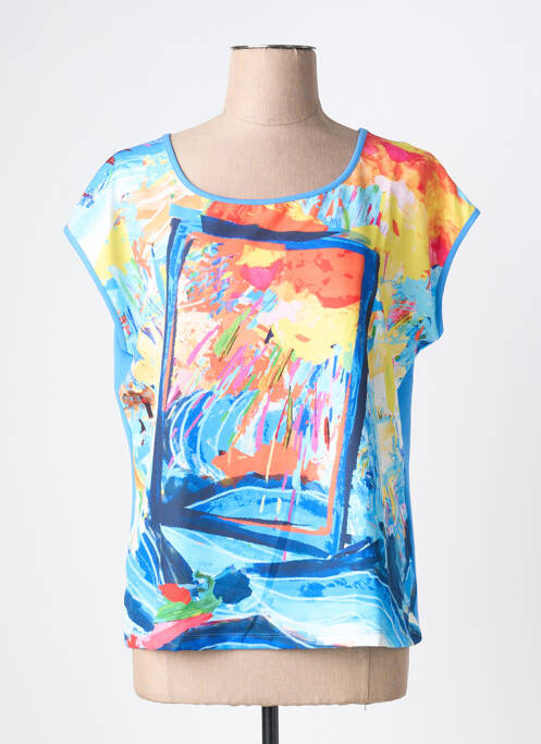 Tricou imprimeu fantezie mâneci scurte albastru MALOKA femme