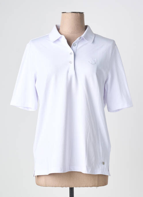 Polo serigrafie cu strasuri mâneci scurte alb JOY OF LIFE femme