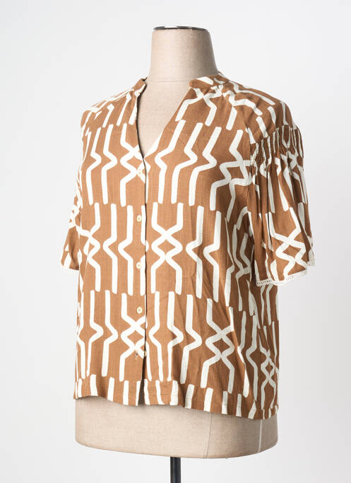 Cămașă țesătură crep mâneci 3/4 maro PAZ TORRAS femme