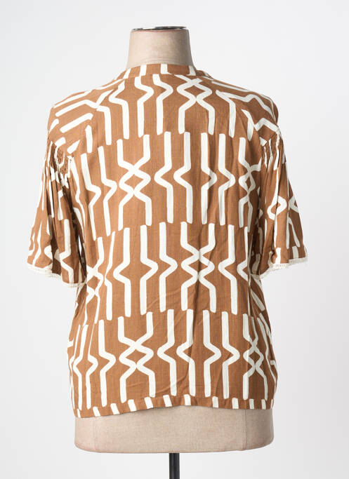 Cămașă țesătură crep mâneci 3/4 maro PAZ TORRAS femme