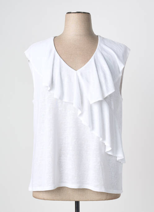 Top țesătură jersey fără mâneci alb MARBLE femme