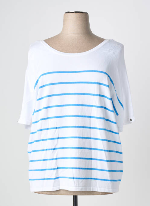 Pulover elasticitate mâneci scurte albastru MARBLE femme