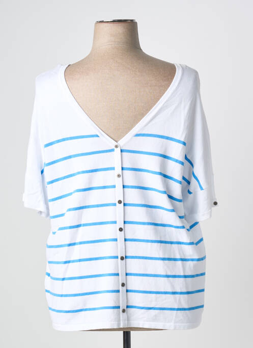 Pulover elasticitate mâneci scurte albastru MARBLE femme