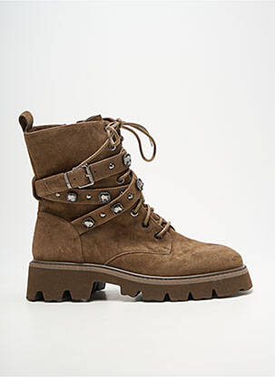 Botine/ghete închidere cu fermoar și șireturi toc de 4 la 6 cm maro LODI femme