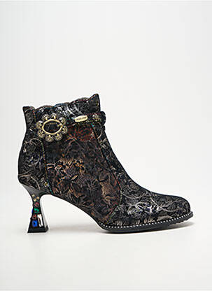 Botine/ghete vârf rotund toc de 7 la 9 cm negru LAURA VITA femeie