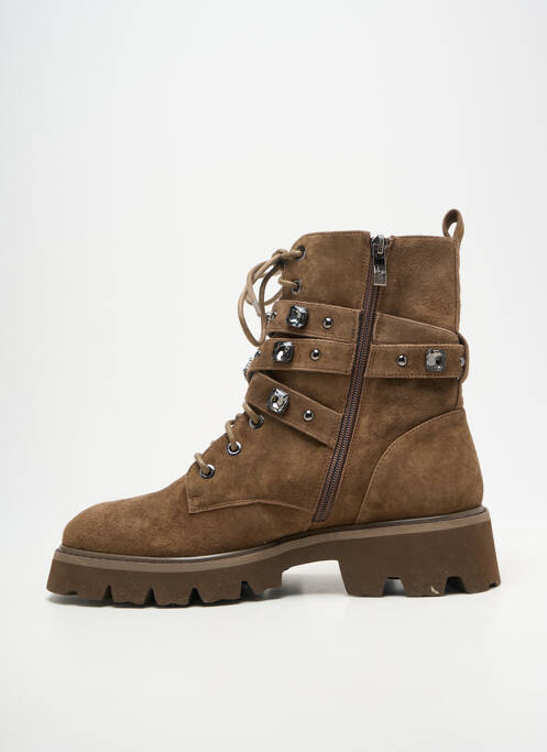 Botine/ghete închidere cu fermoar și șireturi toc de 4 la 6 cm maro LODI femme