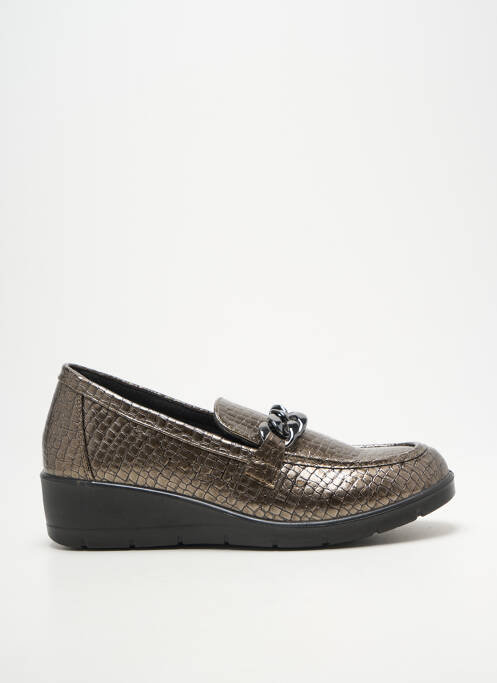 Mocasini țesătură satinată toc de 4 la 6 cm maro COMFEET femme