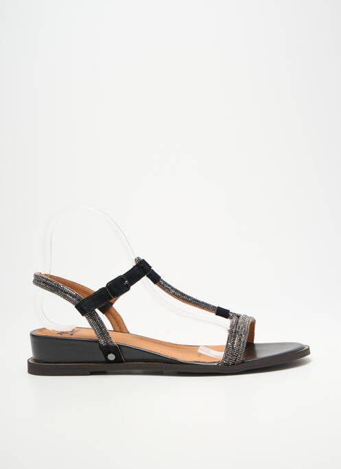 Sandale/pantofi decupați țesătură satinată toc plat până la 3 cm negru MAM'ZELLE femme