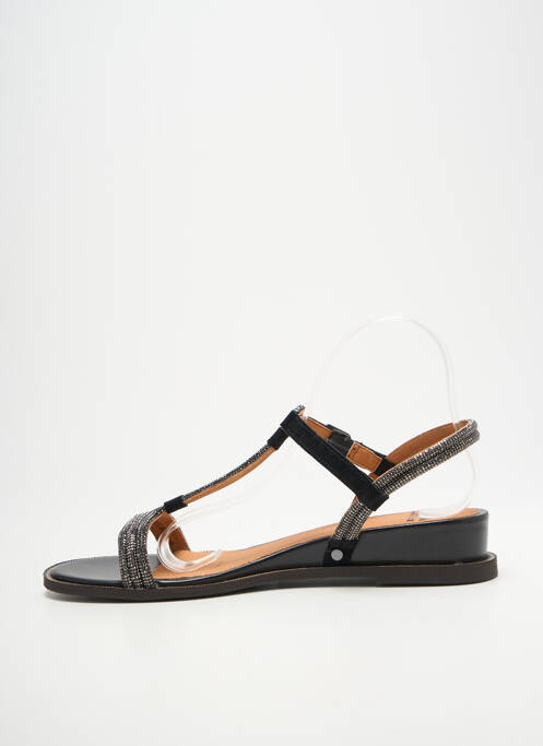 Sandale/pantofi decupați țesătură satinată toc plat până la 3 cm negru MAM'ZELLE femme