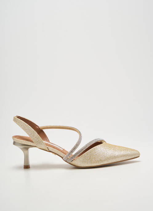 Pantofi cu toc țesătură satinată toc de 4 la 6 cm auriu MARIAMARE femme