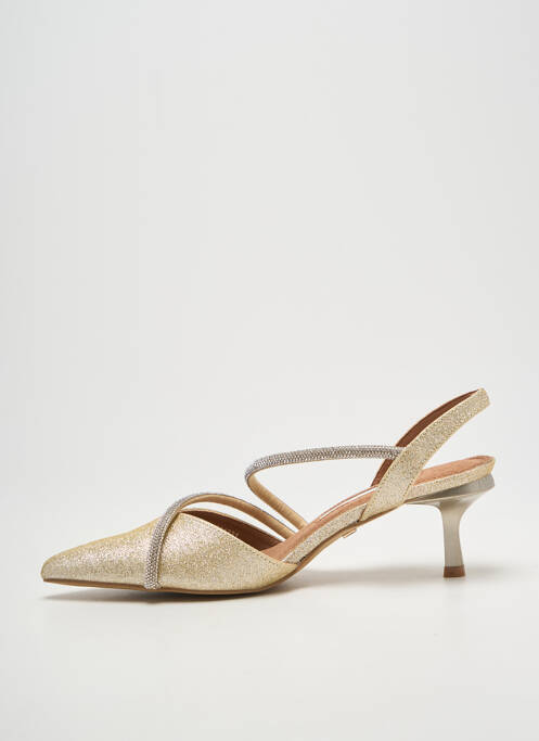 Pantofi cu toc țesătură satinată toc de 4 la 6 cm auriu MARIAMARE femme