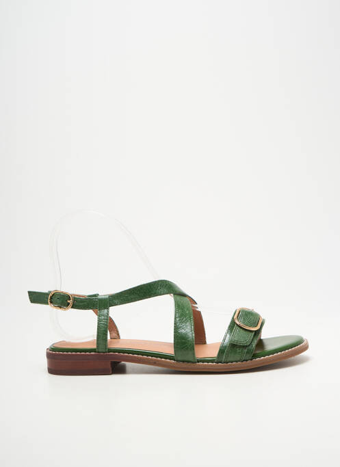 Sandale/pantofi decupați chiquet toc plat până la 3 cm verde EMILIE KARSTON femme