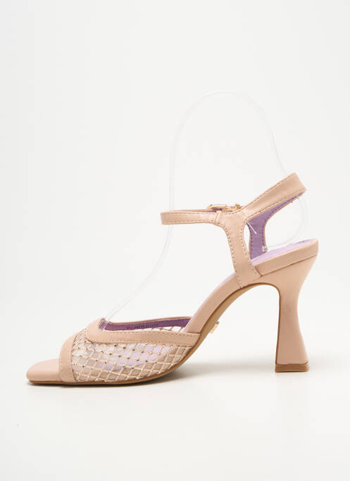 Sandale/pantofi decupați țesătură satinată toc de 7 la 9 cm bej MARIAMARE femme